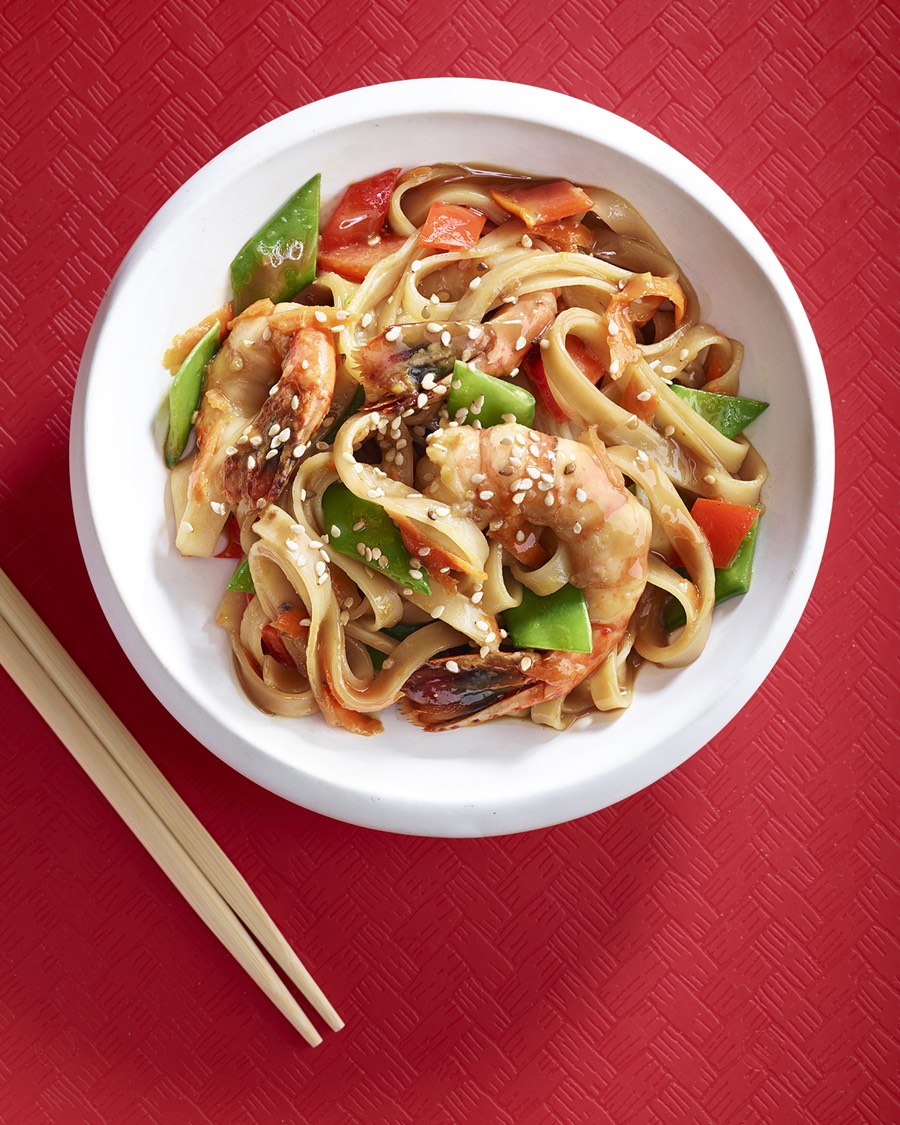 Shrimp and Rice Noodle Stir Fry from Weelicious