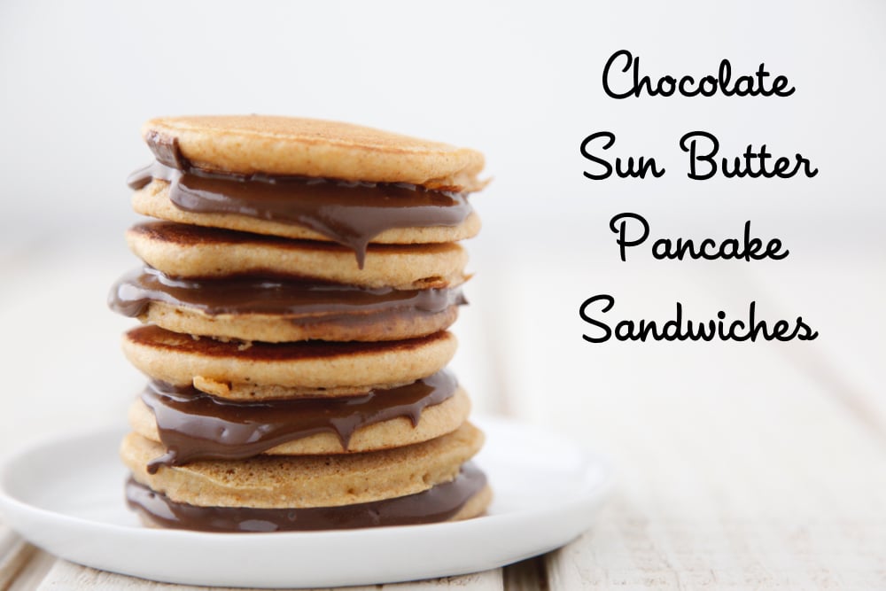 Chocolate Sun Butter Pancake Sandwiches from Weelicious