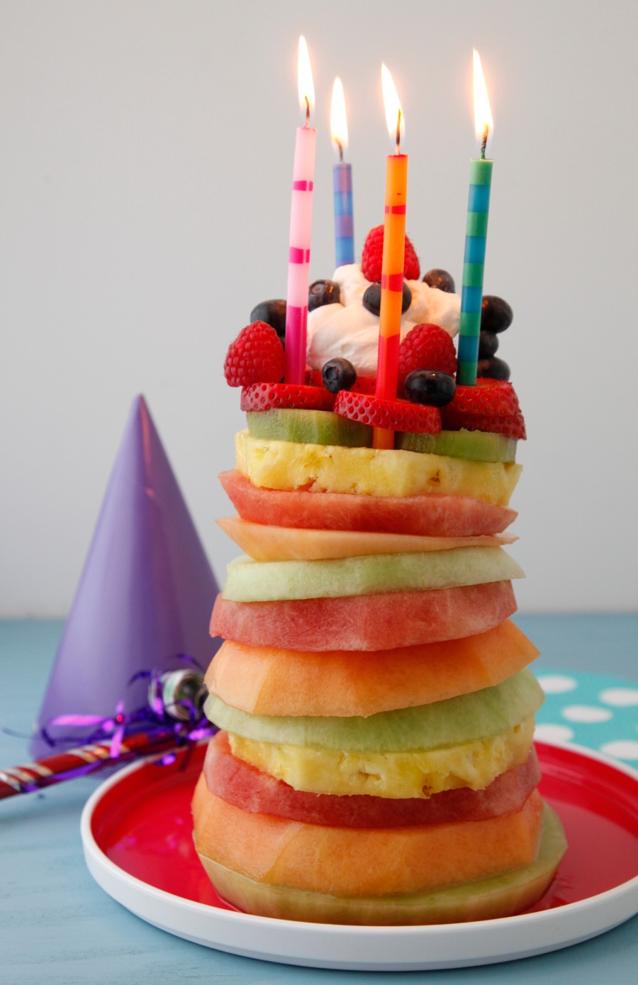 Fruit Tower Birthday Cake from weelicious.com