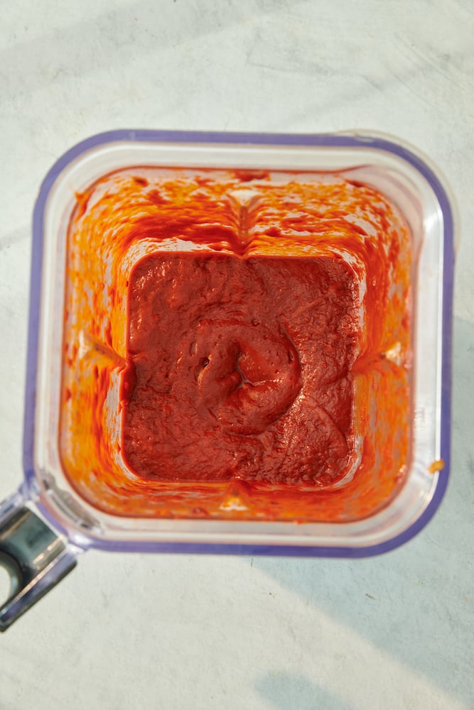 Blended red chile peppers